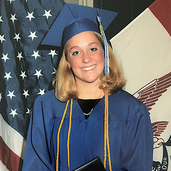 Sarah graduated from Pleasant Valley High School in Iowa.