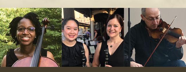 (Above, from left) Janine Holly is a physician’s assistant; Natalie Nguyen and Heather Defriece in pharmacy with VCU Health; and orchestra co-founder, Dr. Francesco Celi