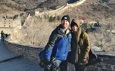 The perks of working with your spouse! Jessica and Matt walked along the Great Wall of China.