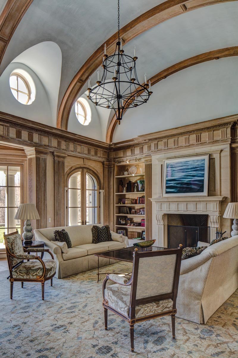 The family room’s barrel vault ceiling.