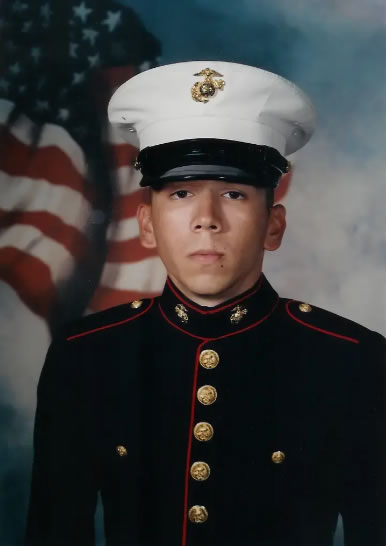 Karl Linn joined the Marines as a reservist in the delayed entry program in June 2002.