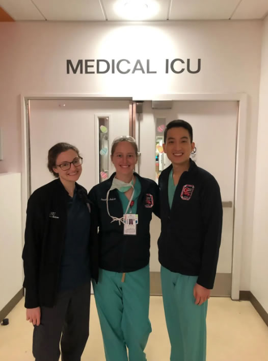 Mary Katherine Keith, M.D., (middle) with Meredith Tremblay, M.D., and Andrew Wong, M.D., when they were residents at LSU Health New Orleans.