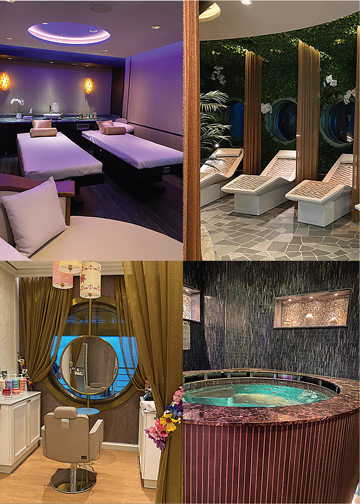 Senses Spa is the Disney Cruise Line’s first dedicated relaxation space with whirlpool hot tubs, plush loungers, and yoga.